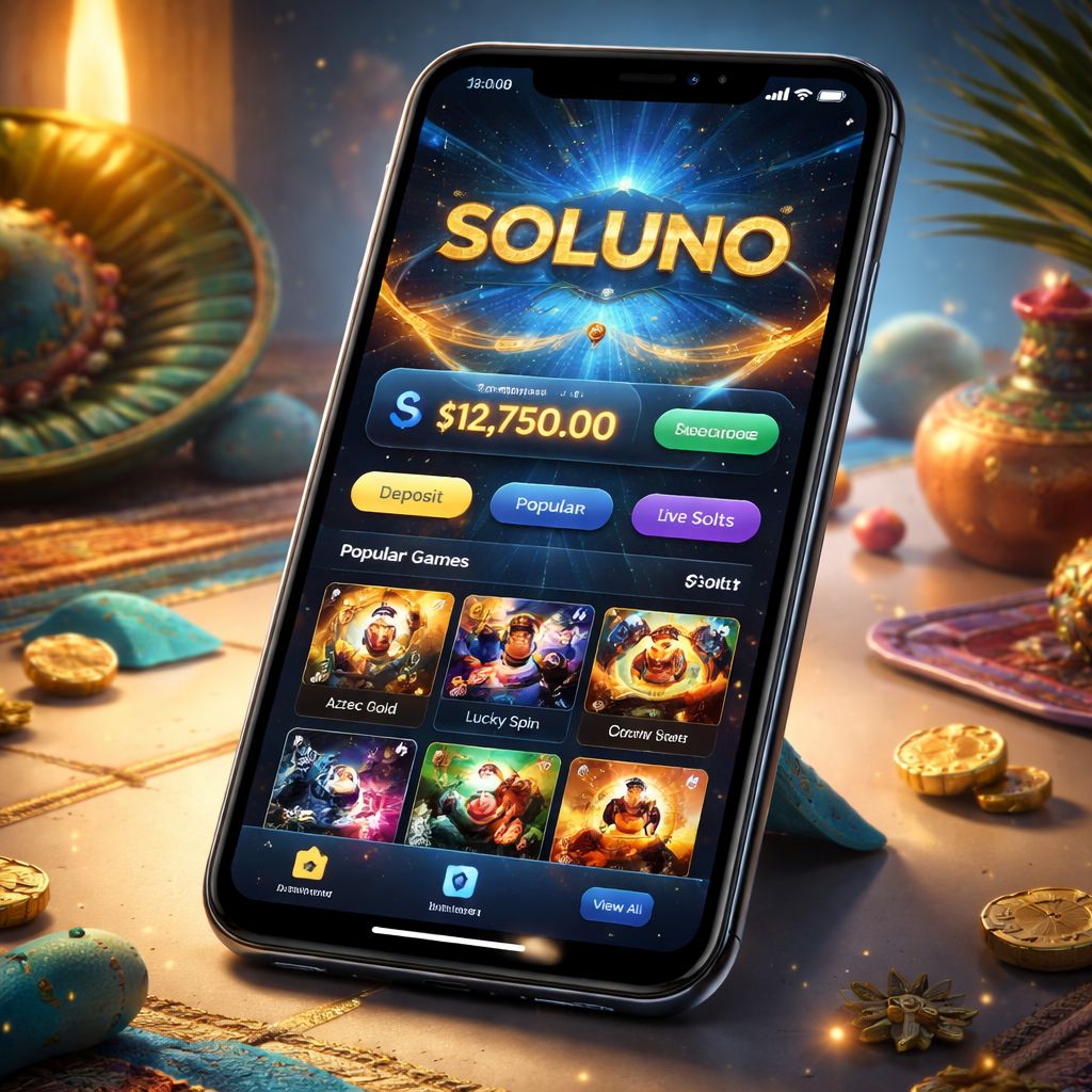 Aplicación móvil de juegos SOLUNO en dispositivos Android y iPhone